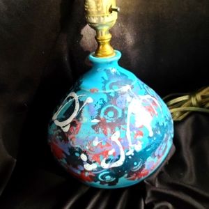 JWC POTTERY LAMP glazed abstract  pattern table size tested works